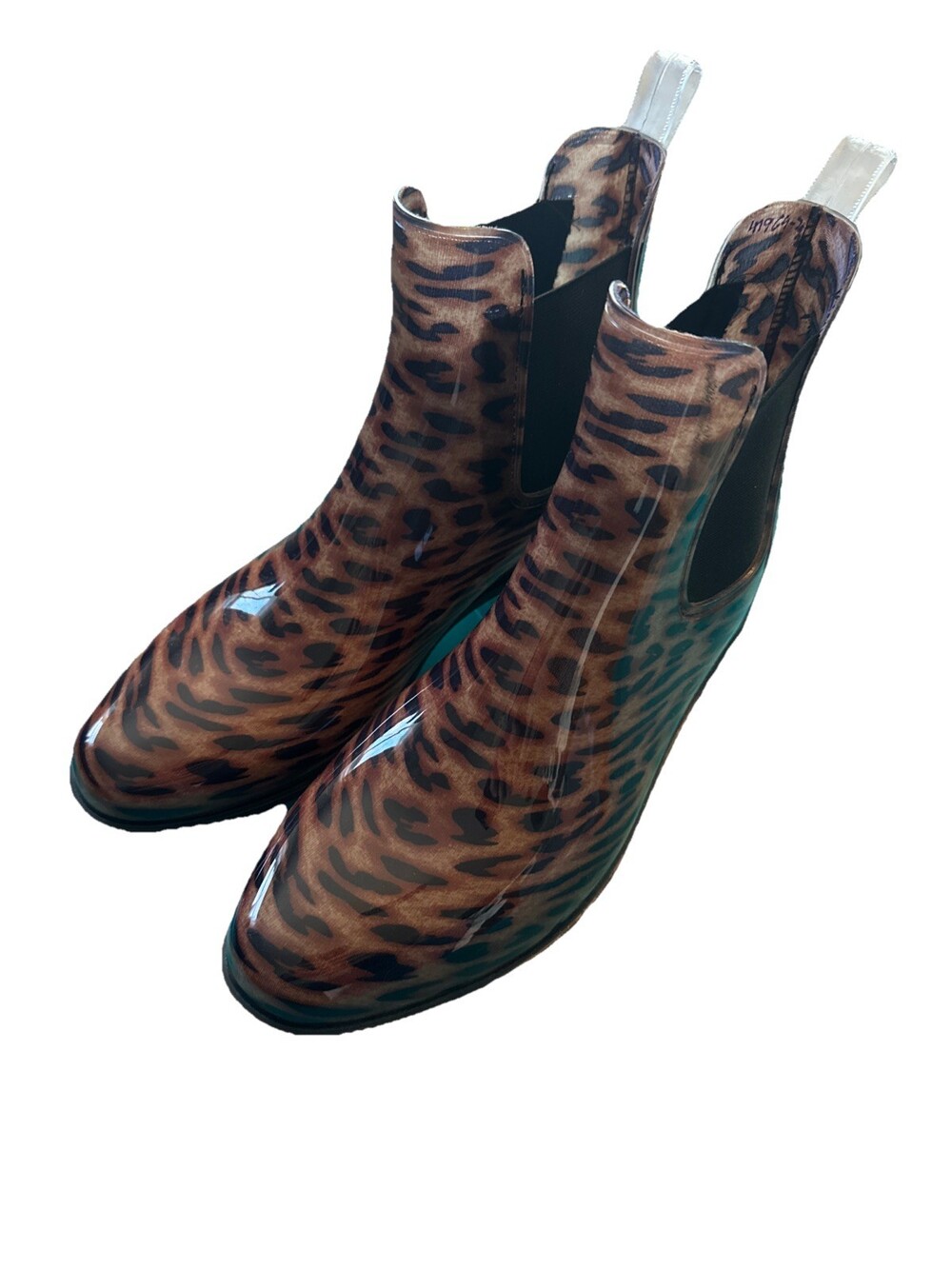 A New Day Women's Cheetah Waterproof Chelsea Pull On Rain Boots